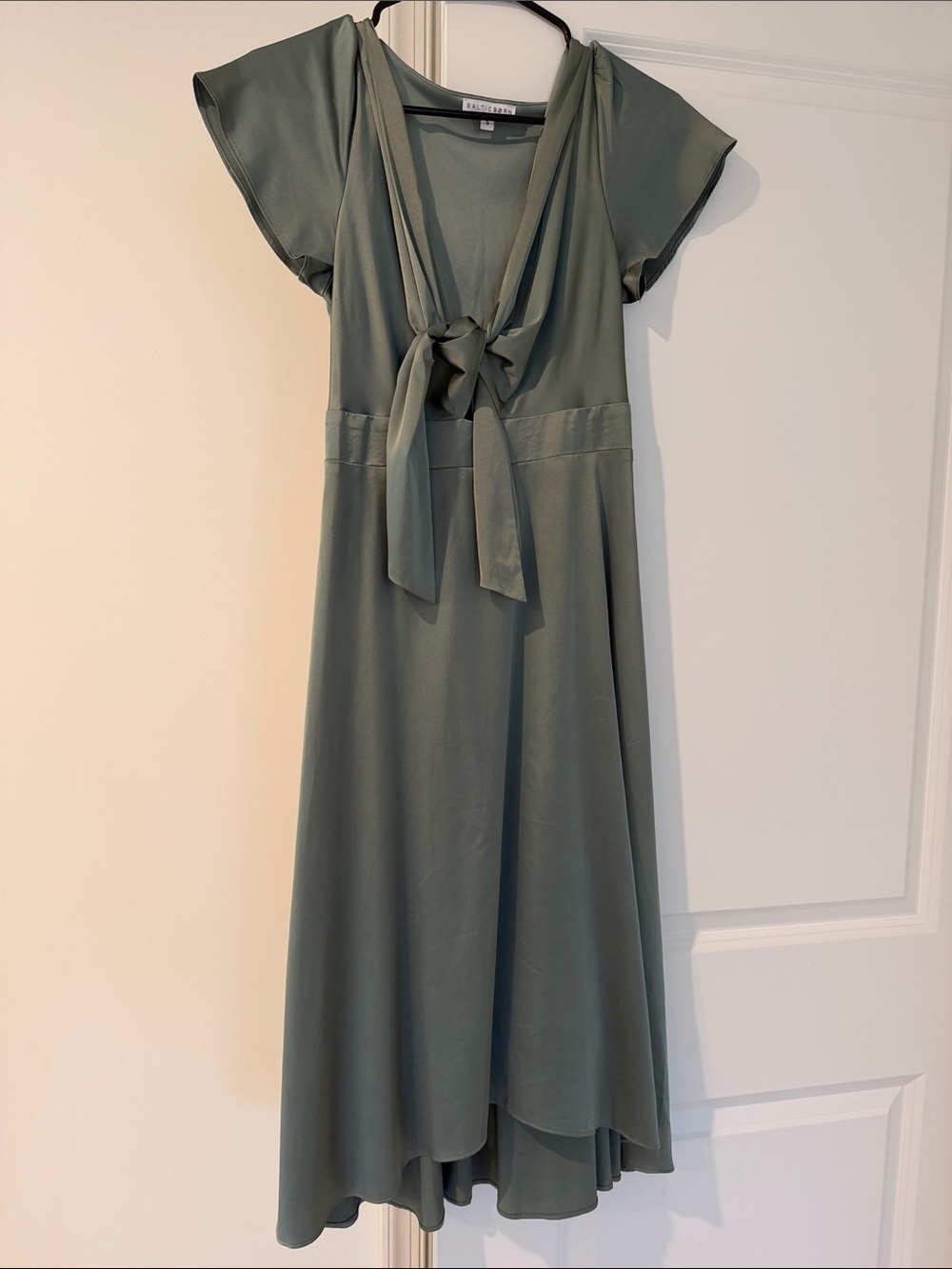 Baltic Born Olive Green Tie-Front High-Low Dress